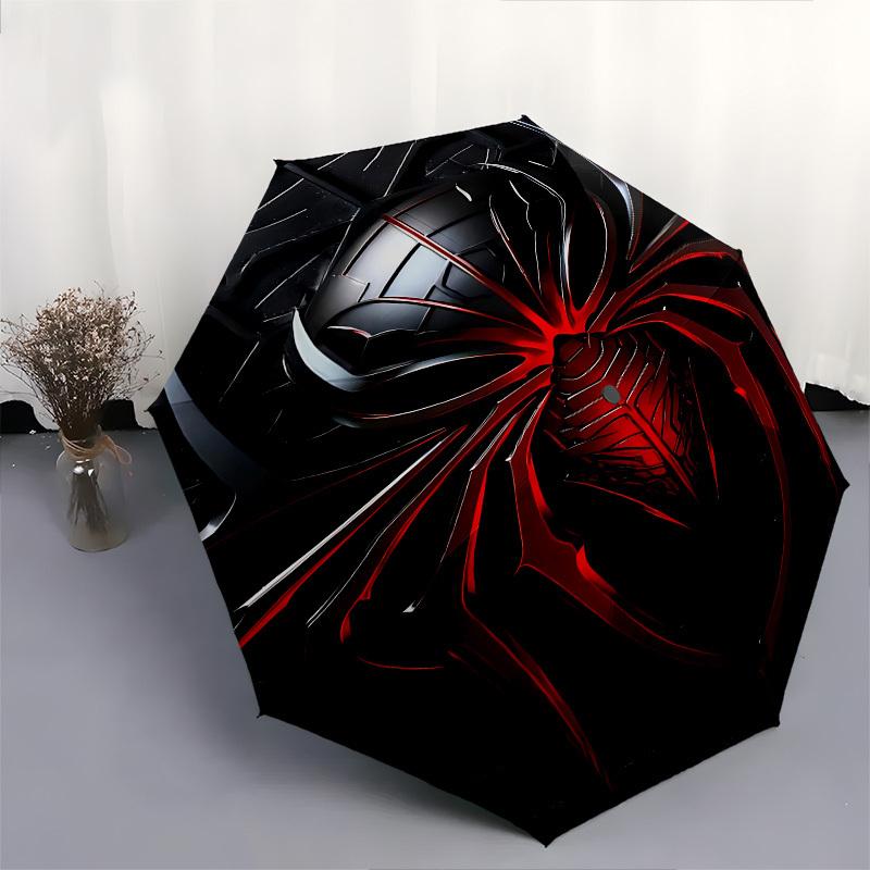 Spider-Man, Black Suit Themed Automatic Opening and Closing Umbrella, Brightly Colored 8-rib Portable Umbrella, Suitable for Men and Women,
