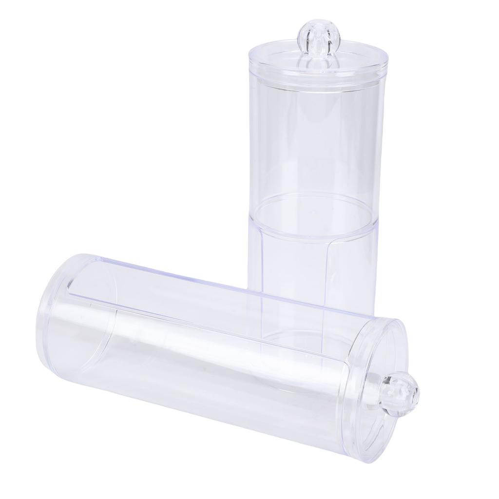 Acrylic Cotton Rounds Holder Set Stackable Clear Qtip Dispenser Makeup Remover Pad Organizer for Bathroom Vanity 2Pcs