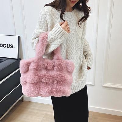 Tote Fluffy Tasche Kunstpelz Handtaschen für Damen Plüsch Handtasche Niedliche Tasche Für Herbst Winter Clutch Tasche mit oberem Griff Flauschige Unterarm Hobo Tasche Lässige Arbeitstasche
