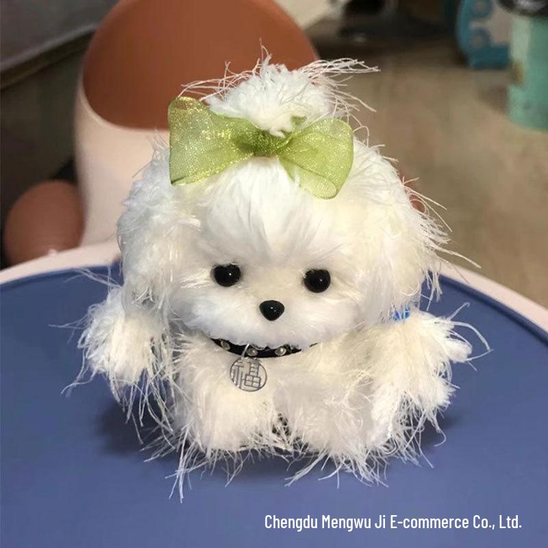 

Плюшевая кукла-щенок ручной работы, подарочный набор на день рождения, из шерсти, с кроличьим мехом и шениллом, для девушки