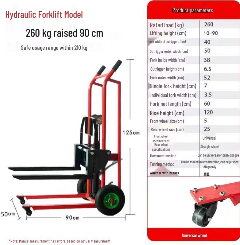 Compact Lightweight Electric Manual Hydraulic Forklift with Foldable Stacker