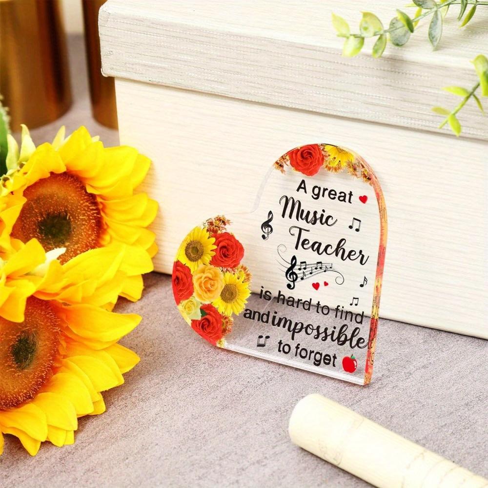 Music Teacher Thank You Gifts: Heart Acrylic Keepsake. Women’s Appreciation Gift (Unique Sayings) – Graduation.