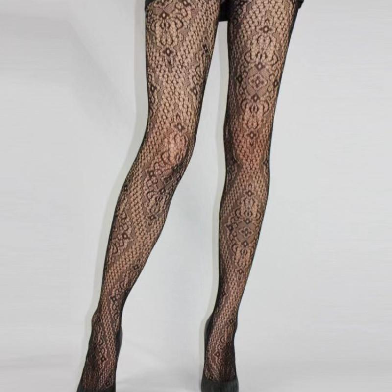 Jacquard Rose Flower Fishnet Stockings Sexy Stocking Seamless  Pantyhose Lady Tights Girl Body