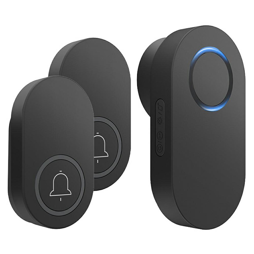 

ML008-B-21UK 60 мелодий Беспроводной самопитающийся дверной звонок UK вилка/Черный, 2 передатчика + 1 приемник A