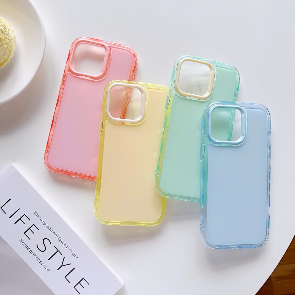 Fresh Macaron Colored Clear Hard Case PC+TPU 2in1 Protective Back Cover for iPhone 17 16e 16 15 14 Plus 13 12 11 Pro Max