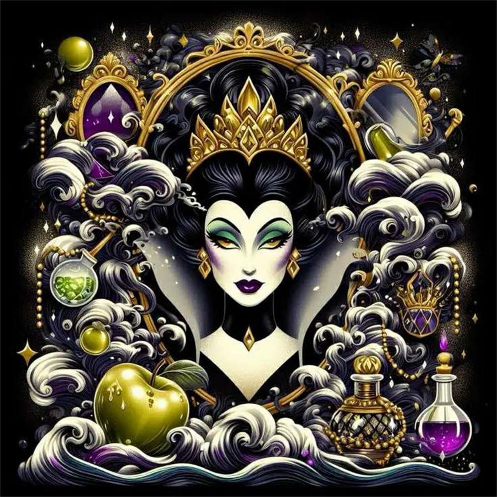 Disney Villains Puzzle Pattern Cross Printed Square Art Diamond Painting 5d Stitch Mosaic New Collection Big Size Children