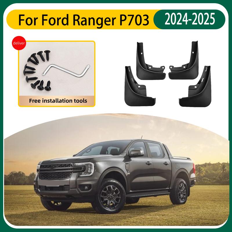 For Ford Ranger P703 Accessories n version 2024 2025 Mudguard 4x Splash Guard Rubber Front Rear Splash-proof Fender