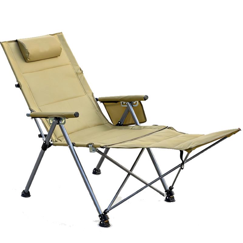 Portable High-Back Folding Outdoor Lounger with Armrests and Added Cotton - Ideal for Camping, Beach, Lunch Breaks, and Sea Dog Relaxation.