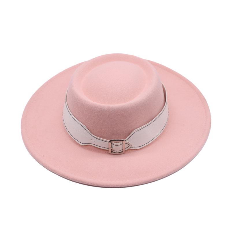 European and American fashion autumn and winter woolen top hat women, British retro temperament big-brimmed jazz hat women's concave felt hat