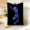 Mexican Folk Art DDancing Skeleton Throw Lightweight g Flannel Blanket Soft Skinfriendly for Summer Cooling