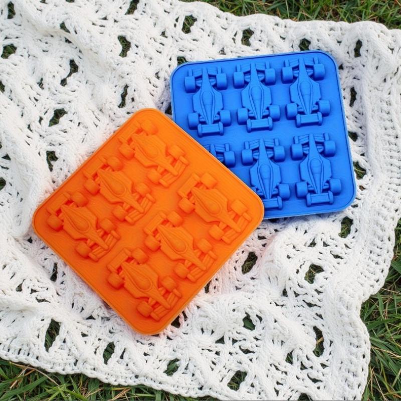 6-Cavity 3D Racing Car Ice Mold Silicone Chocolate Jelly Tray Diy Baking Tool Race Car Ice Cube Maker For Tumbler