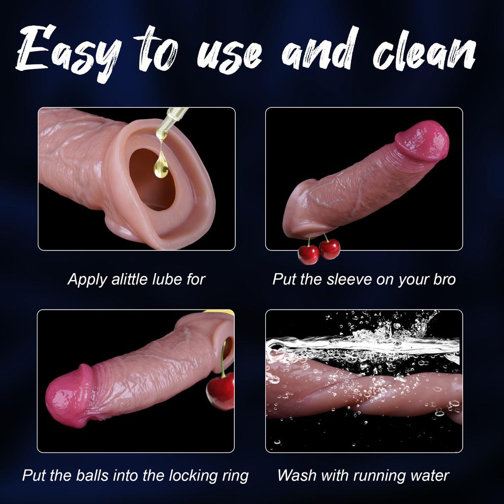 Extensor pentru Mărirea Penisului Prezervative Mânecă Realistă pentru Extensia Penisului Prezervativ Reutilizabil Inel pentru Penis Jucării Sexuale pentru Bărbați
