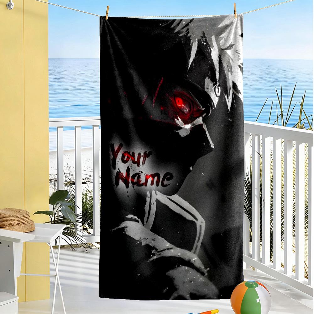 Naruto Character Personalized Text Beach Towel Soft Durable Quick-Dry Ideal for Travel Outdoor Swim Pool Yoga Surf Camping Hiking Gym Gift Holiday