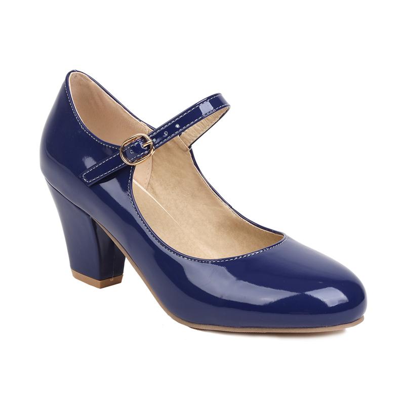 Women's Heels Mary Janes Shoes Fashion Pink Black White Red Yellow Heeled Party Wedding Shoes Female Dress Pumps Big Size 45