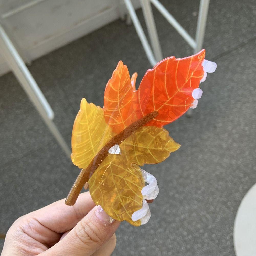 Acrylic Shark Hair Clip Maple Leaf Shape Grab Hair Clip Large Hair Claw Hair Styling Tool