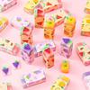 Lurrose Pencil Elementary School School and Office Supplies 12-Piece Fruit-Shaped Erasers, High-Performance, Fun, Stationery, (Random Styles)