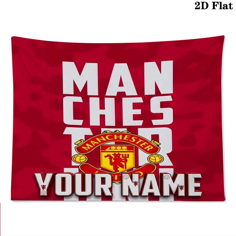 Manchester United F Custom Name Wall Tapestry Aesthetic Wall Hanging Printed Fabric Blanket Decorative Tapestries for Bedroom Living Room Home Decor