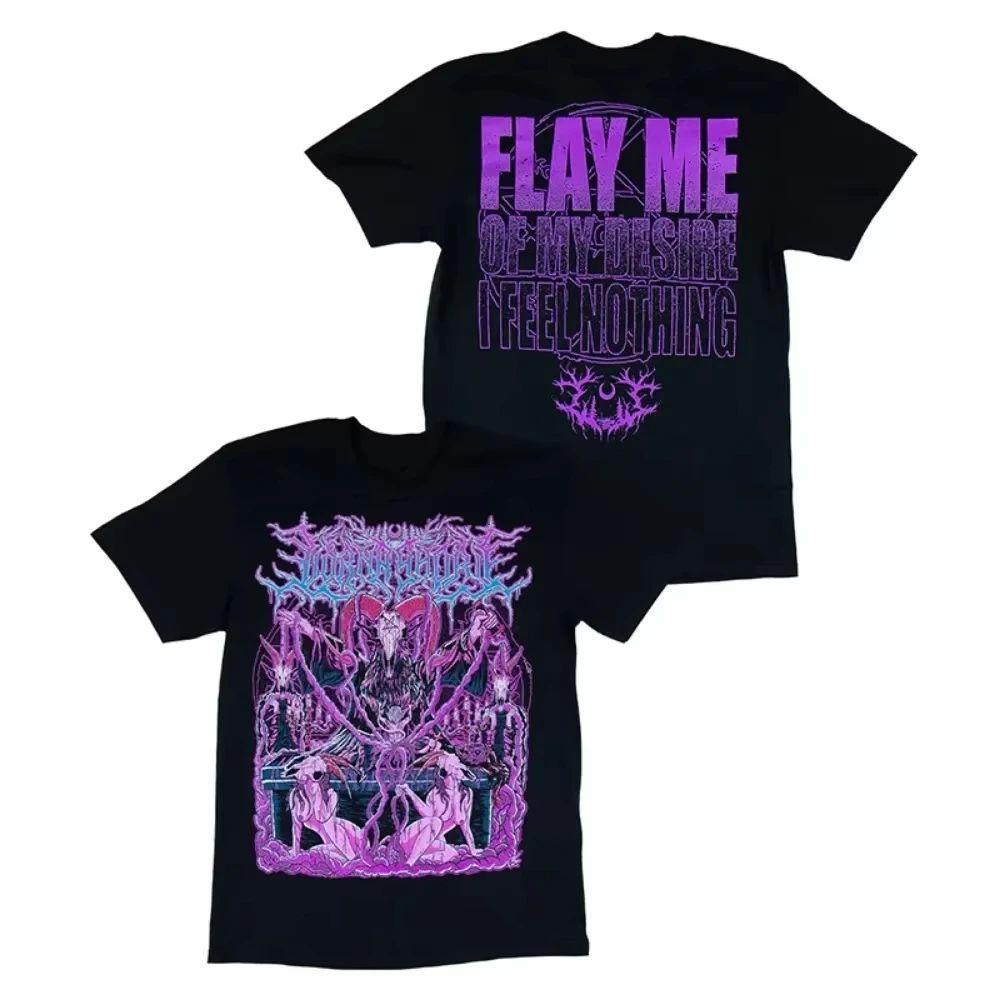 Punk Rock Print Pattern Tops Dark Wind Heavy Metal Rock Punk Print Street Wear Print T-shirt Casual Loose Cotton Top Unisex