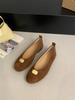 Fashion Gold Metal Decoration Ballet Flats Dance Shoes Casual Female Soft Footwear Lady Fashion Elastic Band Women Flats Slip On Shoes