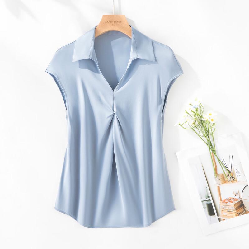 TUHUANG Mulberry Silk Pleated V-Neck Sleeveless Blouse