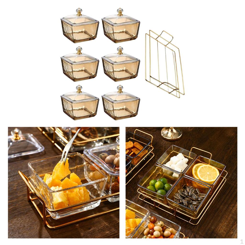 Geteilte Obstplatte Vorspeisen Serviertablett Snackschalen Mehrere Fächer mit Deckel Kreativ Klar