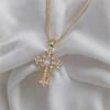 Vintage Cross Necklace, Personality Pendant Zircon Necklace Niche Design Collarbone Chain