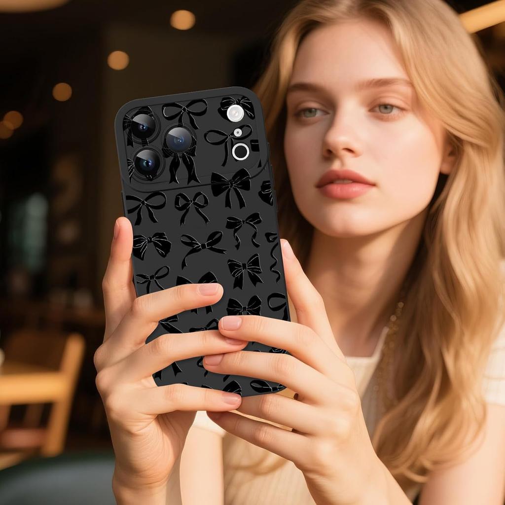 Simple High-end Bow Apple 17promax Mobile Phone Case Liquid Silicone Soft Case iPhone13 Protective Case