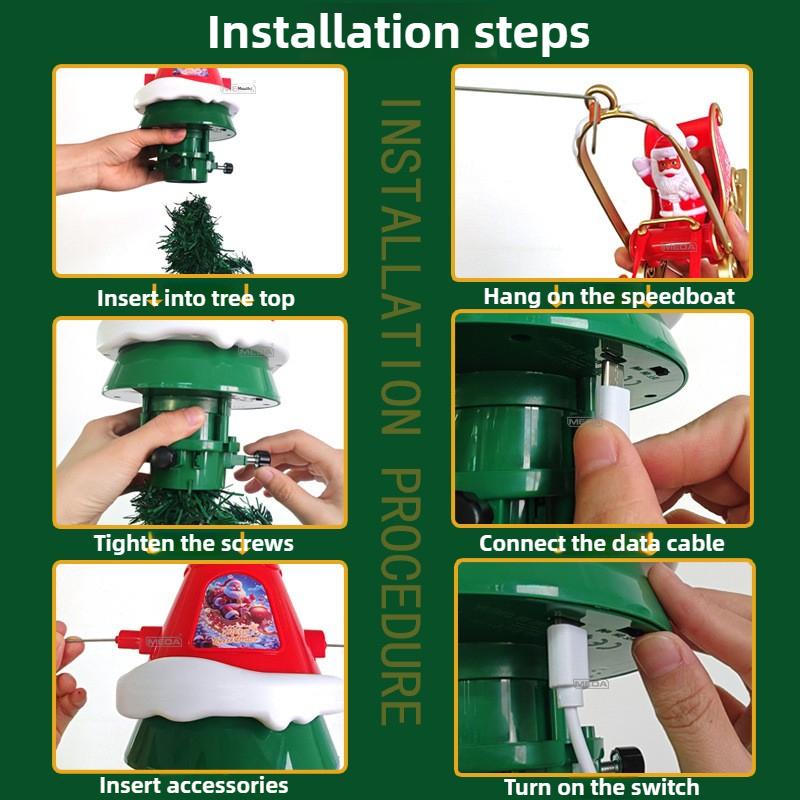 Klassische Weihnachtsbaumspitze Drehbares Karussell mit Musik und Lichtern Weihnachtsdekoration