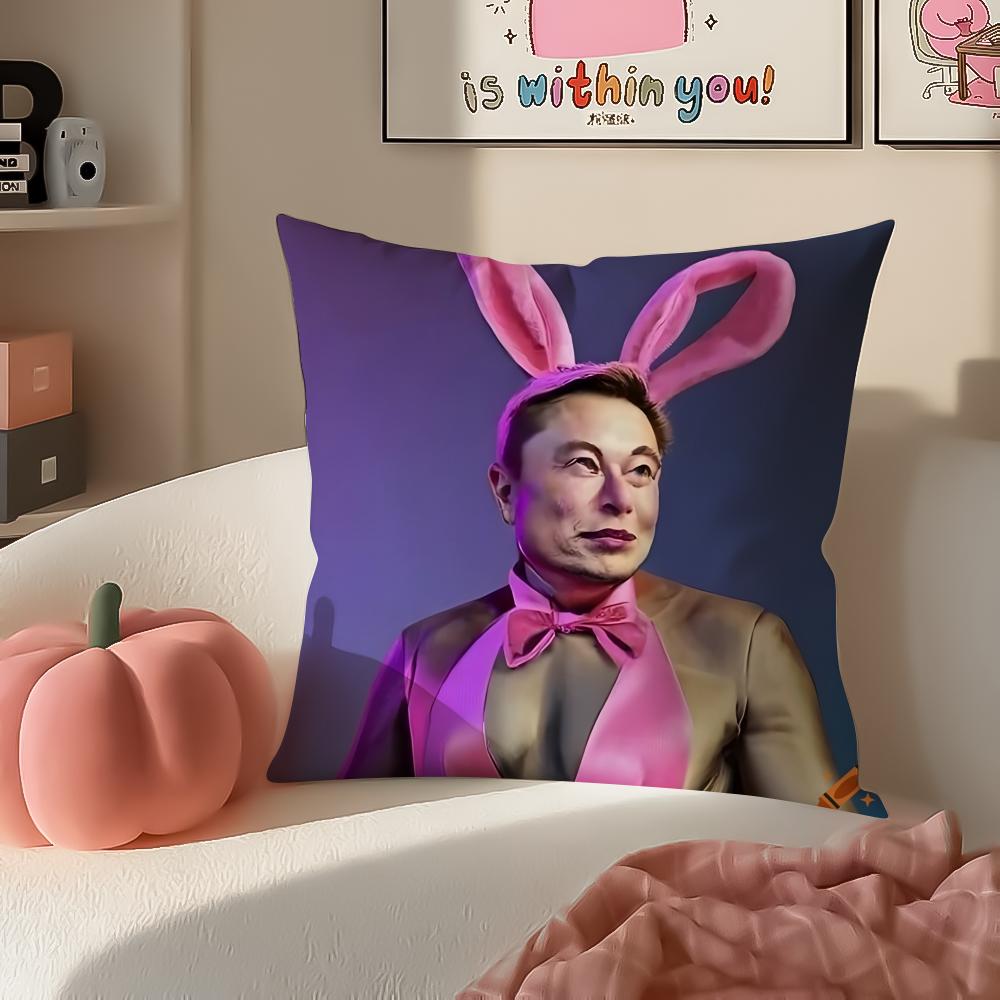 EElon MMusk meme Cushion Cover Pillowcase Short Plush Invisible zipper Room Sofa Cushion Cover
