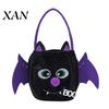Cute Holiday Gift Bags Halloween Pumpkin Candy Bag, Cartoon Velvet Plush Treat Tote for Storage Kids, Reusable Trick or Handbag, Party Favor