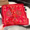71Cm silk scarf women's high-end sense European and American hot-selling printed fashion scarf retro paisley cashew flower satin square scarf