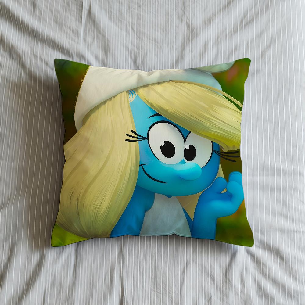 Cushion 2025 Cover Soft Case Cartoon Sofa Living Room Home Movie Comfortable Office Decor S-SmurffS-ES Protective Pillow