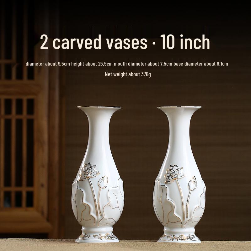 Gold-Painted Ceramic Jade Vase for Offering Flowers To Buddha - Guanyin Bodhisattva Pure Water Bottle and Buddhist Altar Ornament.