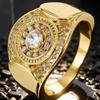 Men's European Style Gold-Plated Diamond Inlaid Ring: Heavy Work, Wide Band, Personalized Luxury Design