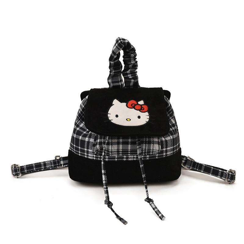 Hello Kitty Retro PU Doppel-Schulterrucksack für den täglichen Weg zur Arbeit und Reisen