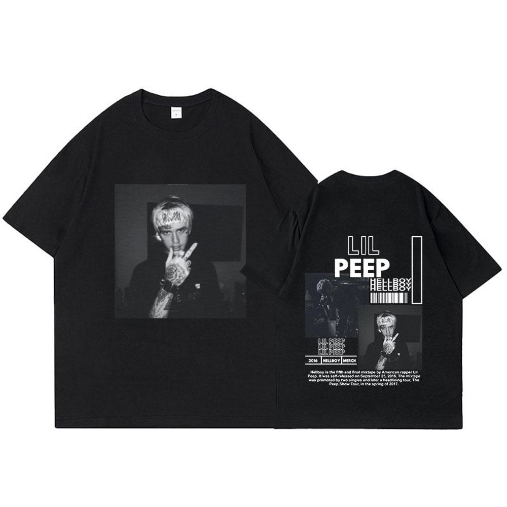 

Футболка рэпера Lil Peep Hellboy Crybaby Хип-хоп Графическая футболка Летняя Унисекс Одежда Женская Эстетичная Хлопок 2026 Летняя Футболка S