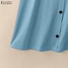 ZANZEA Women Casual Sqaure Collar Loose Sleeveless Straps Dress