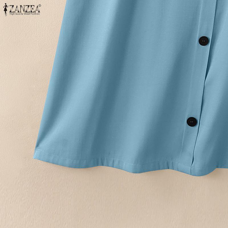 ZANZEA Women Casual Sqaure Collar Loose Sleeveless Straps Dress