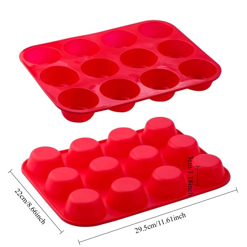 Silicone Round Mold 12 Holes Mini Muffin DIY Cupcake Cookies Fondant Baking Pan Non-Stick Pudding Steamed Cake Mold Baking Tool