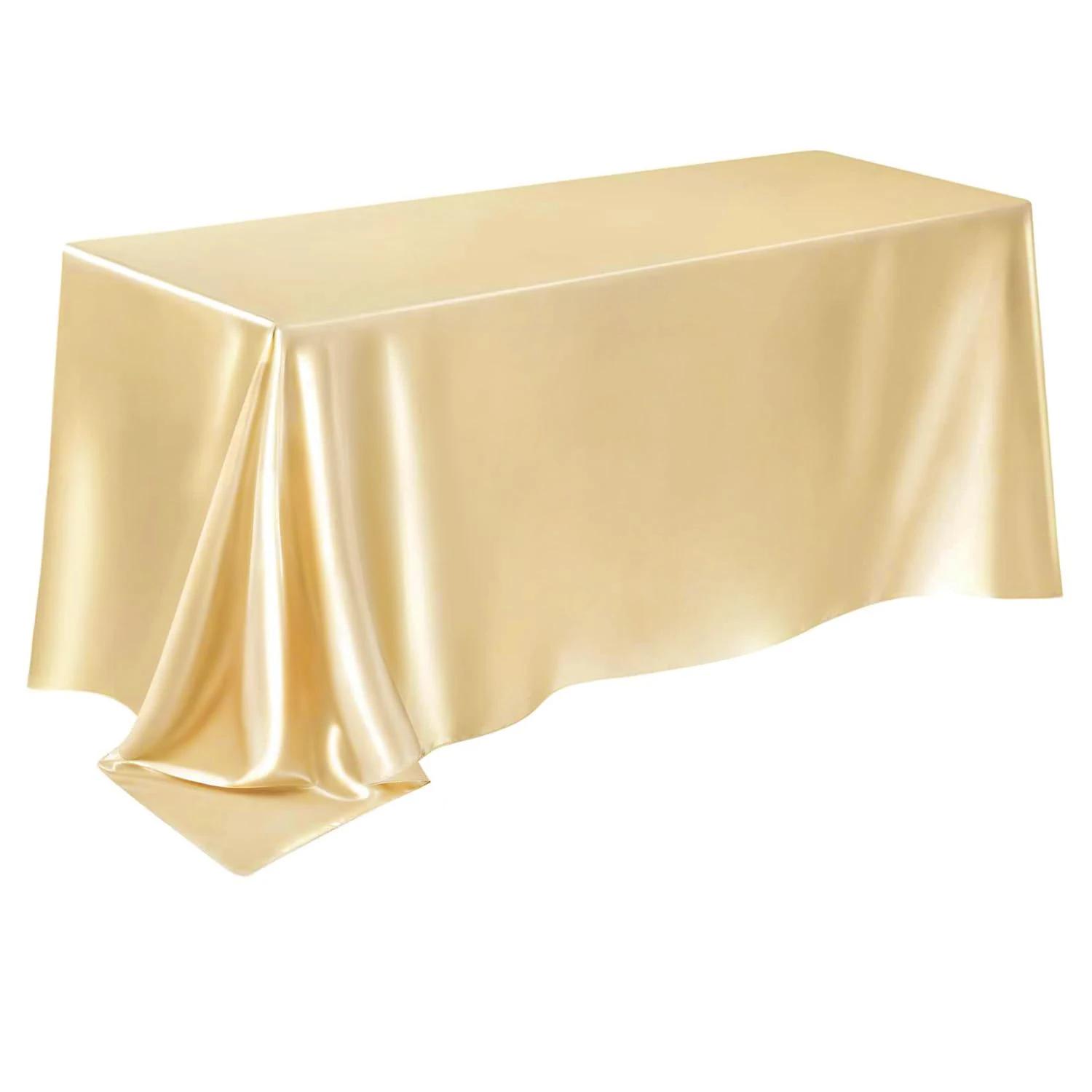 Satin Tablecloth Rectangle Wedding Party Table Cover Solid Color Wedding Banquet Restaurant Festival Party Dining Decor 145x260cm
