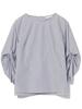 Beams Heart Stripe Blouse with Voluminous One Size Women's S/S Sleeves,
