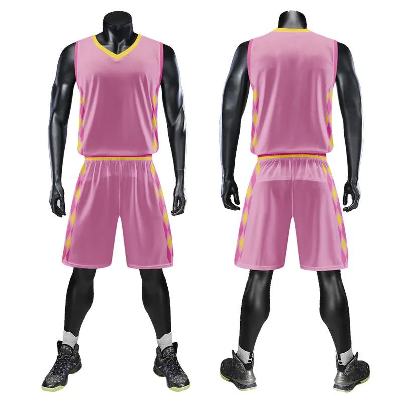 Custom Personalized Digital Print Mens Basketball Shirt Polyester Mesh Summer Breathable Basketball Jersey Set With Name WMS14