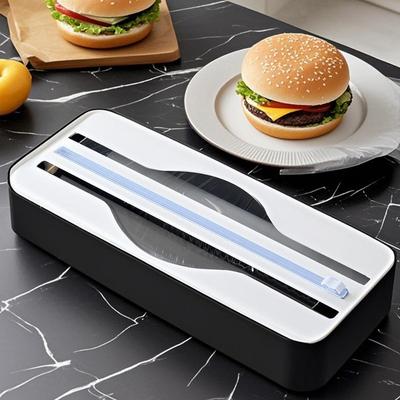 Magnetic Double Slot Food Wrap Dispenser Sliding Cutter Space-saving Tin Foil Cutter Wall Mounted Plastic