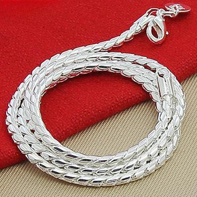 Colar Corrente Cobra 5mm Prata Esterlina 925 Mulher Homem Moda Simples Corrente 20 Polegadas Joia
