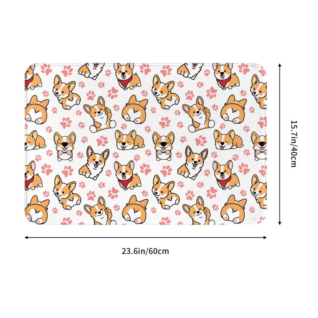 Cute Corgis Doormat Non-Slip Entrance Kitchen Bathroom Floor Door Mats  Toilet Rug Carpet Footpad