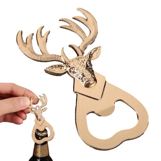 Deer Head Bottle Opener, Creative Beer Opener with Puns "One Deer You" Meaning, Zinc Alloy Wedding Favor Gift for Groomsmen