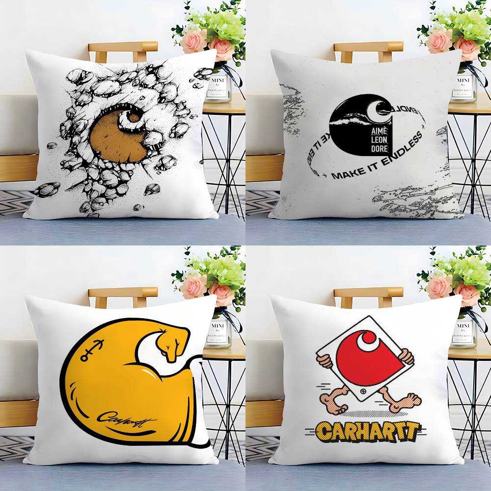 Luxury C-Carhartts-S Brand Pillow Case Plush Fabric Soft Double Sided Print Sofa Cushion Cover Throw Pillow Covers