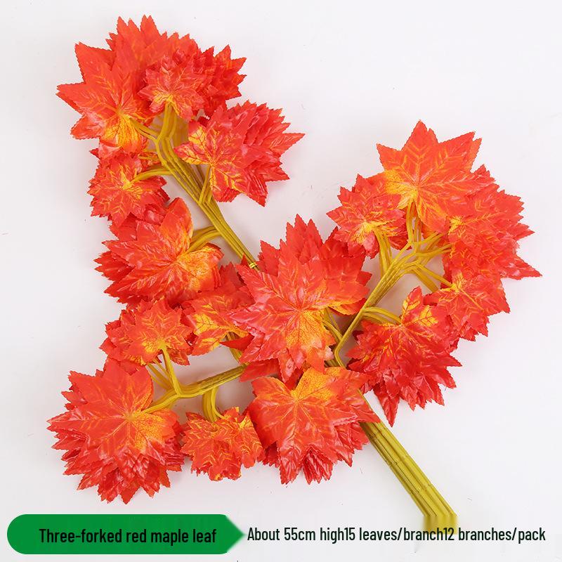 Artificial Red Maple Leaf Branch for Decoration and Landscaping