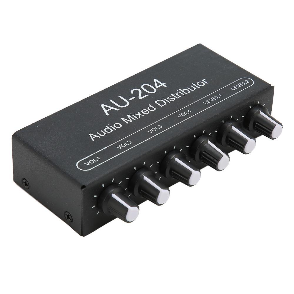 DC 5-15V Headphone Amplifier Mixer 2 In 4 Out Signal Mixer Box  for Stage Performance
