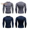 Men Sport Top 3D Slim Fit High Elasticity Round Neck Quick-drying Long Sleeves Slim Fit Compression Figure Shaping Gym Running Basketball T-shirt